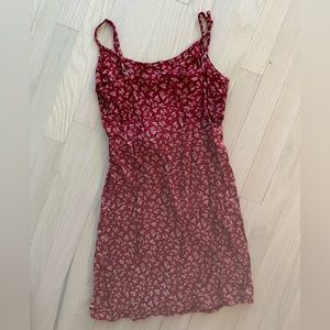 Brandy Melville small ditzy print red dress with tie belt